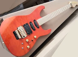 Factory Outlet-6 Strings Orange Electric Guitar with Active Pickups,Maple Fretboard,Customized Logo Available