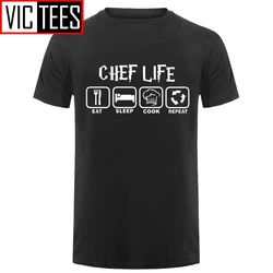 Men Funny Cool Eat Sleep Cook T Shirts Summer Style Cotton Chef Life T-shirt Tops Camisetas