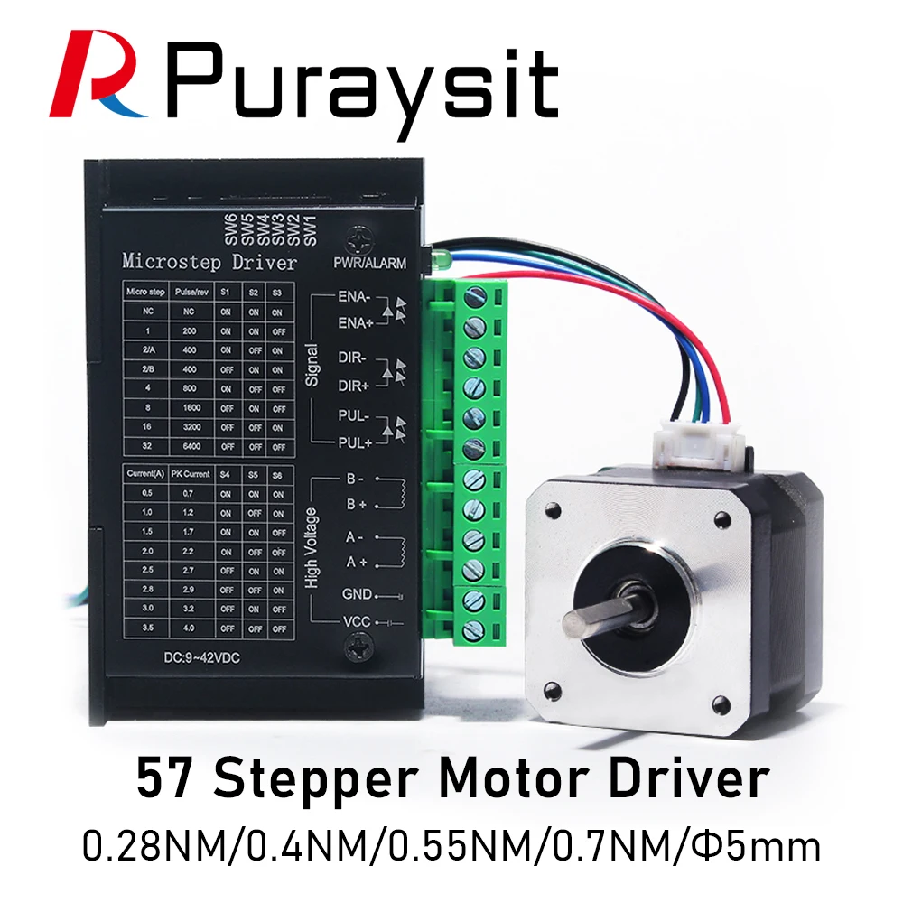 

Набор шагового двигателя Puraysit 42BYGH34, крутящий момент 0.28NM 0.4NM 0.55NM 0.7NM и драйвер 4.0A