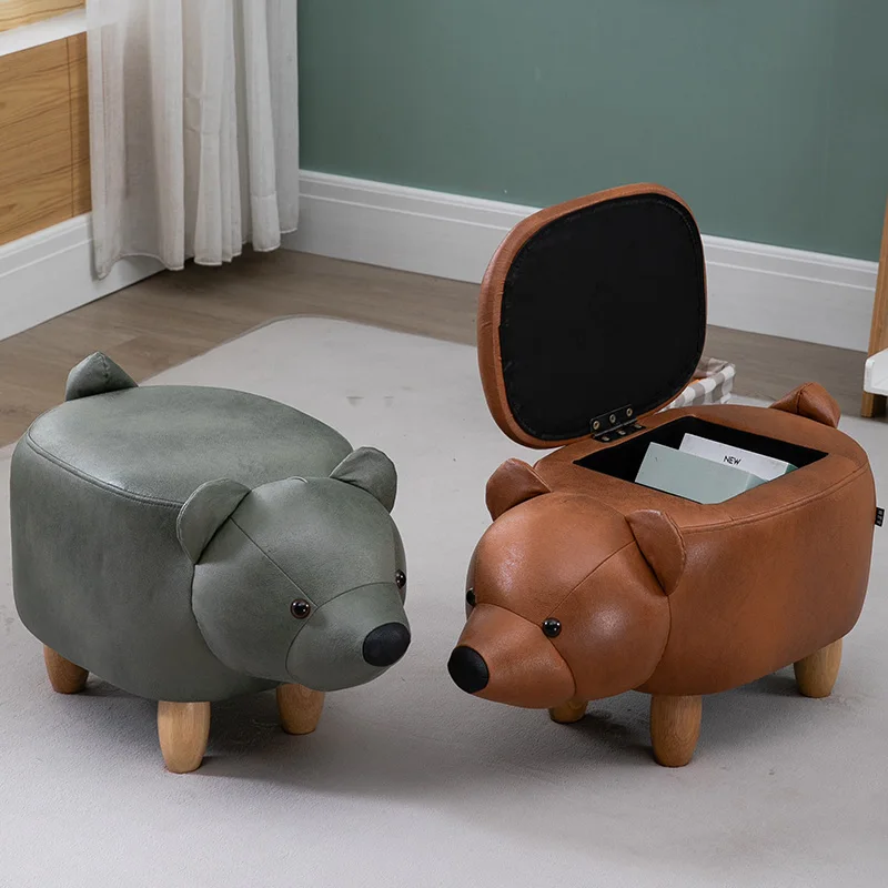 

Creative Shoe Changing Stool, Animal Sofa Wearing hoes Storage Footstool, Home Entry Home Doorway Furniture Bear Low Stool