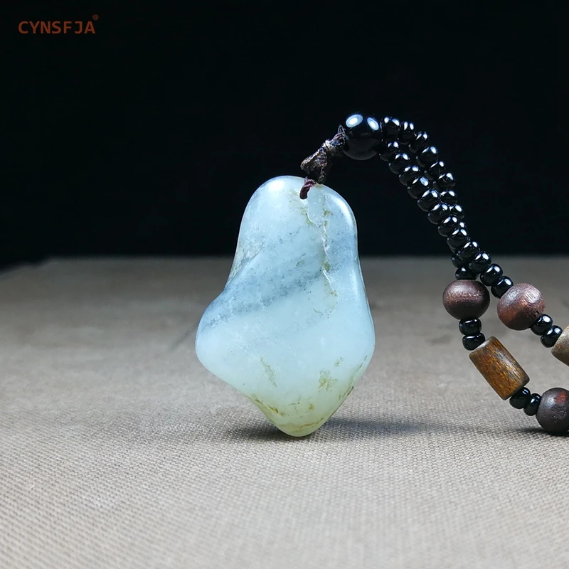 

CYNSFJA New Rare Real Certified Natural Chinese Hetian Seed Jade Lucky Amulets Raw Stone Jade Pendant High Quality Bless Gift