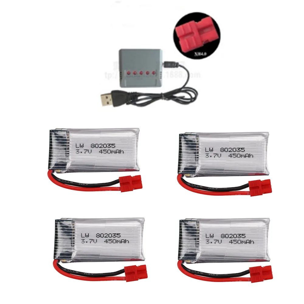 3.7V 450mAh 802035 Lipo Battery + charger For SYMA X15 X5A-1 X15C X15W RC Drone Helicopter Spare Parts 3.7v Rechargeable Battery