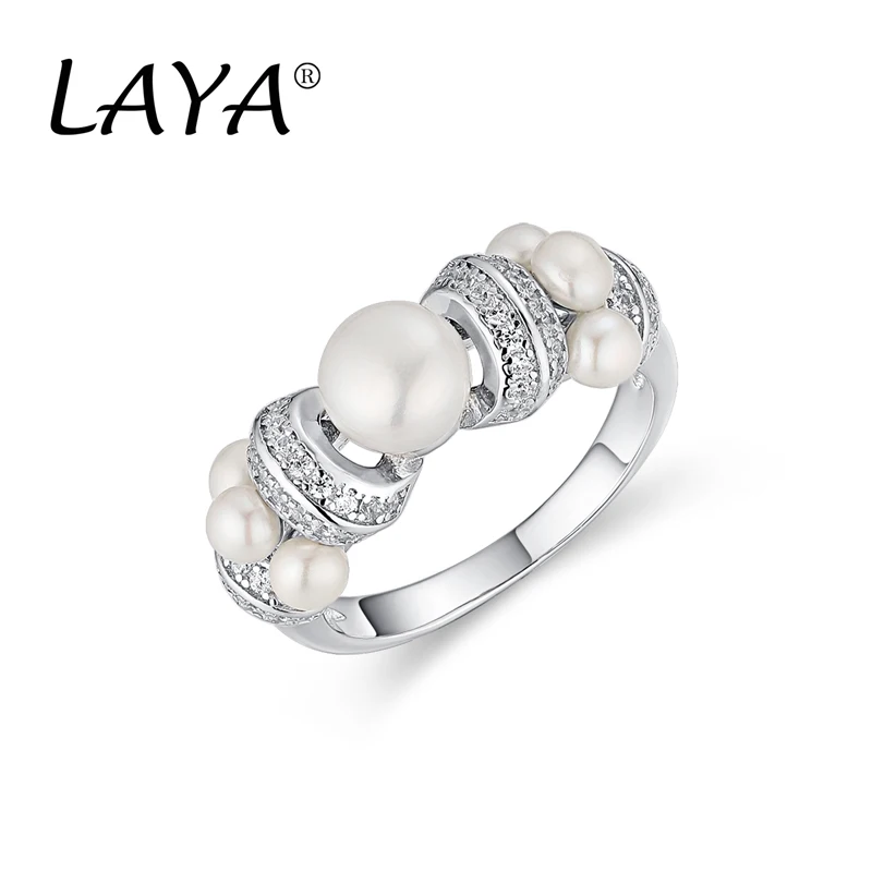 

Laya Zircon Natural Freshwater Pearl Personality High Quality Jewelry Gift For Women Original 925 Sterling Silver Ring