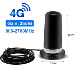 Antena de montaje magnético para coche, amplificador de señal GSM, 2G, 3G, 4G, 35dBi, 800-2700MHz, Cable de 3 metros, SMA, BNC, TNC, N, macho