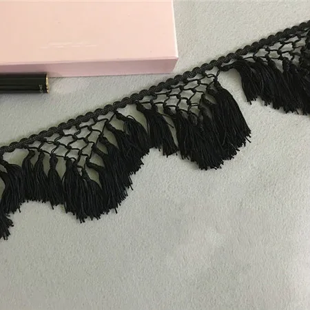 3Yard/Lot Black White Knotted Lace Tassel Fringe Stage Clothing Latin Dress Accessories Curtain Home Decorative