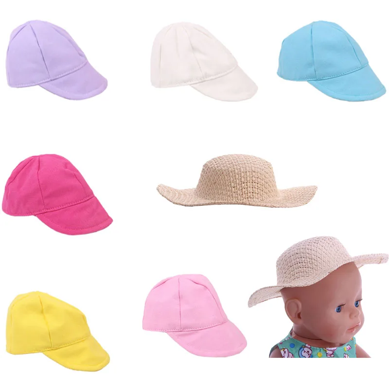 

Doll Solid Color Cap Straw Hat Vogue Fit 18 Inch American 43cm Baby Doll Clothes Accessories,Girls Toys,Generation,Birthday Gif