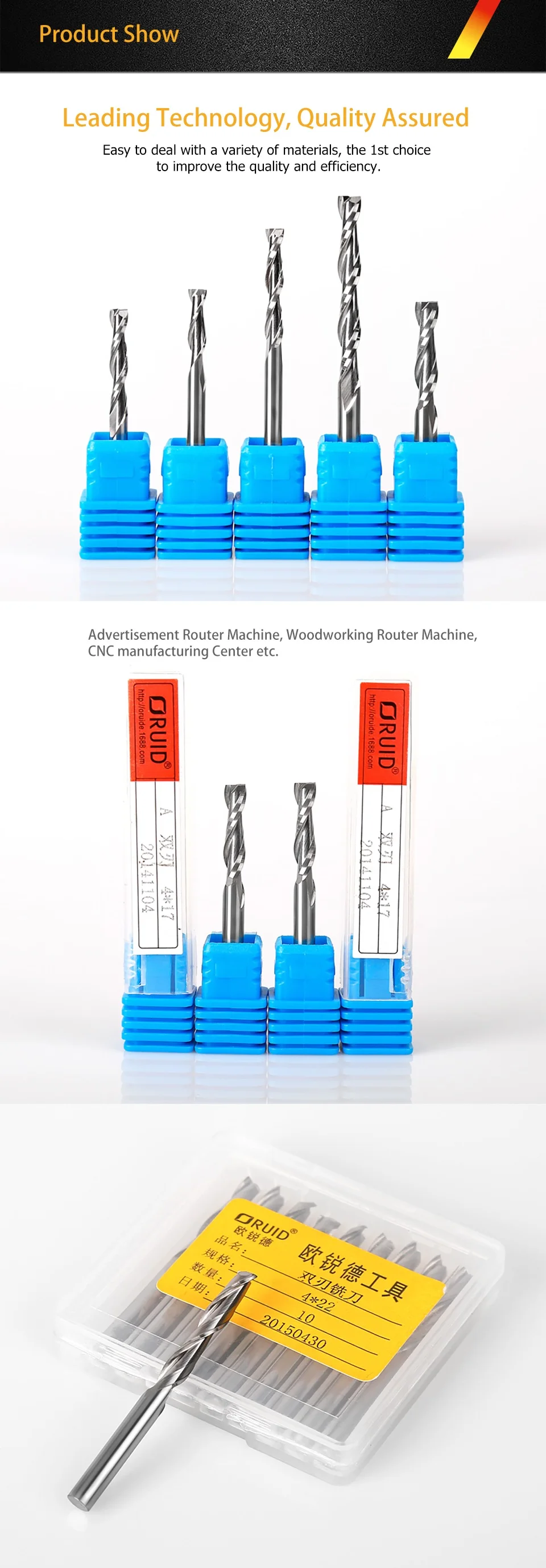 Double Cutting Edges Spiral Router Tool Bit Milling Cutter Imported Material for ACP Acrylic Wood MDF 3.175mm to 6mm SHK