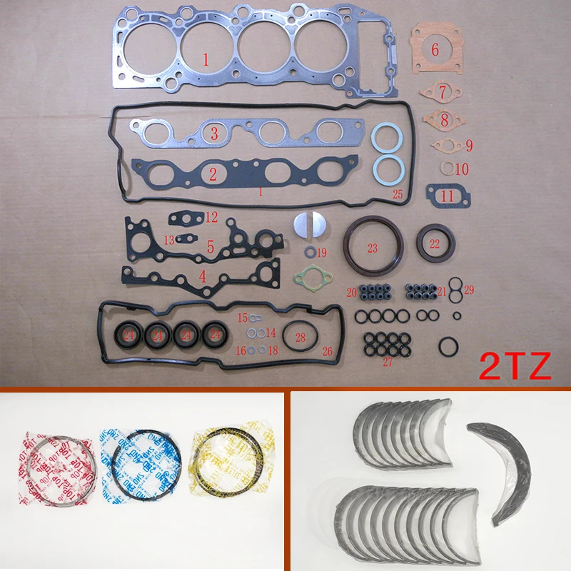 2TZ 2TZFE Engine complete Full gasket set kit crankshaft connecting rod bearing piston ring for Toyota ESTIMA PREVIA 2.4L 2438CC