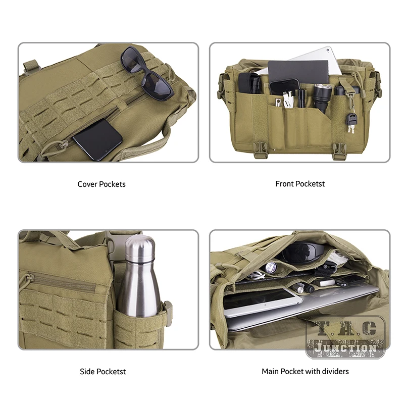 Tactical Rush Messenger Bag EDC Sling Pack MOLLE Shoulder Bag Laptop Camera Handbag For Outdoor Daily Tactical CB