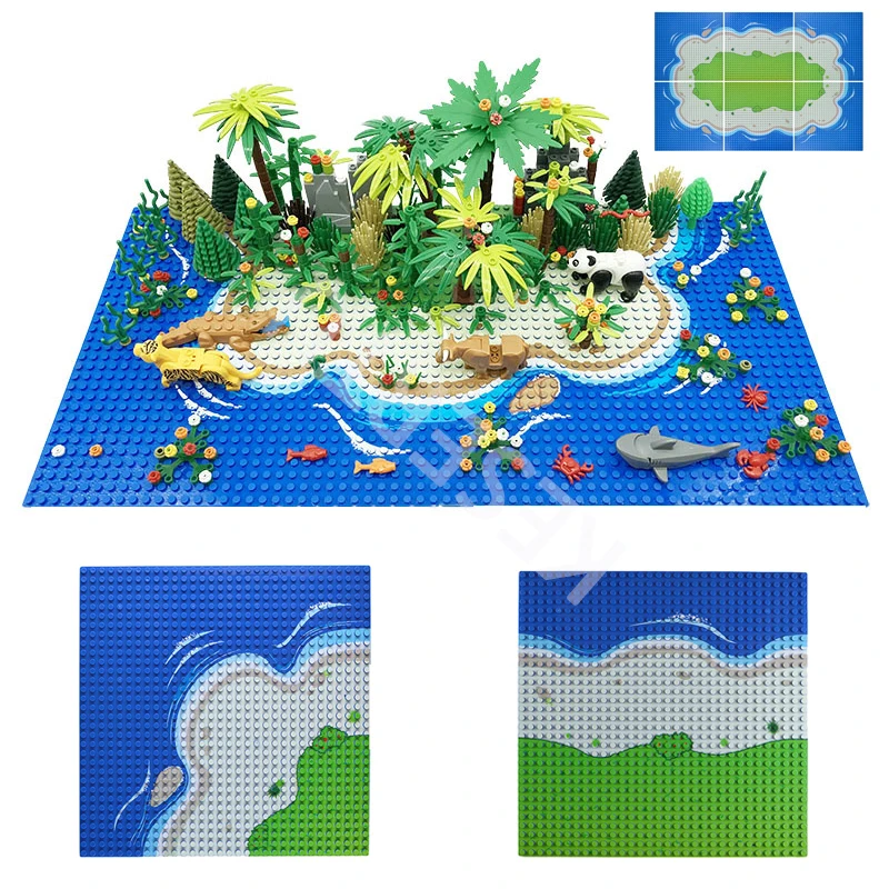 Multi-scene Baseplate Classic City Road Green Street Military Ball Island Parking Lot Building Blocks Assembly Bricks Plate