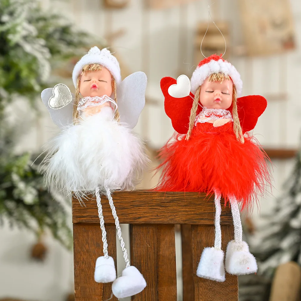 2021 Christmas decorations handmade crafts plush angel girl doll pendant Christmas holiday winter party decorations direct sales