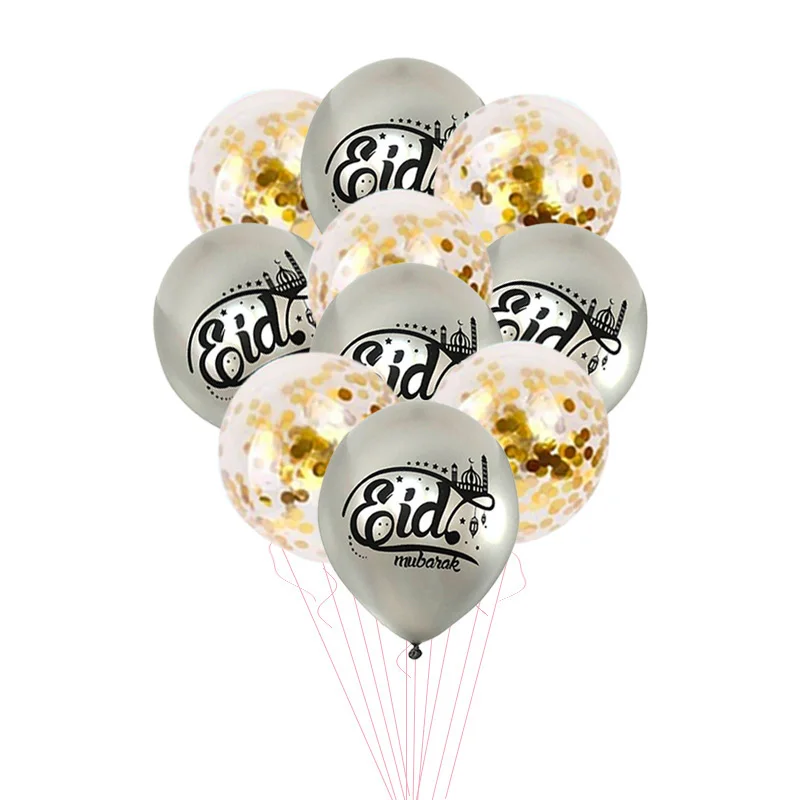 10/15pcs EID MUBARAK Decor Latex Balloon Eid Confetti Balloons Islamic Muslim Festival Party Supplies Ramadan Kareem Decoration