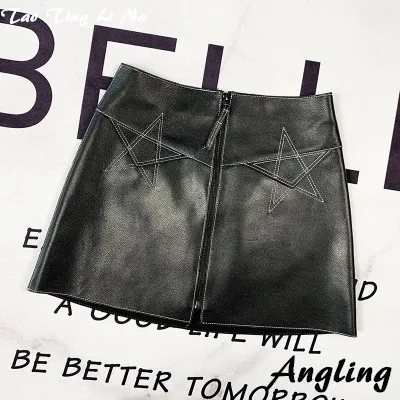 

Top brand Spring 2020 Women Genuine Real Sheep Leather Skirt E59 high quality