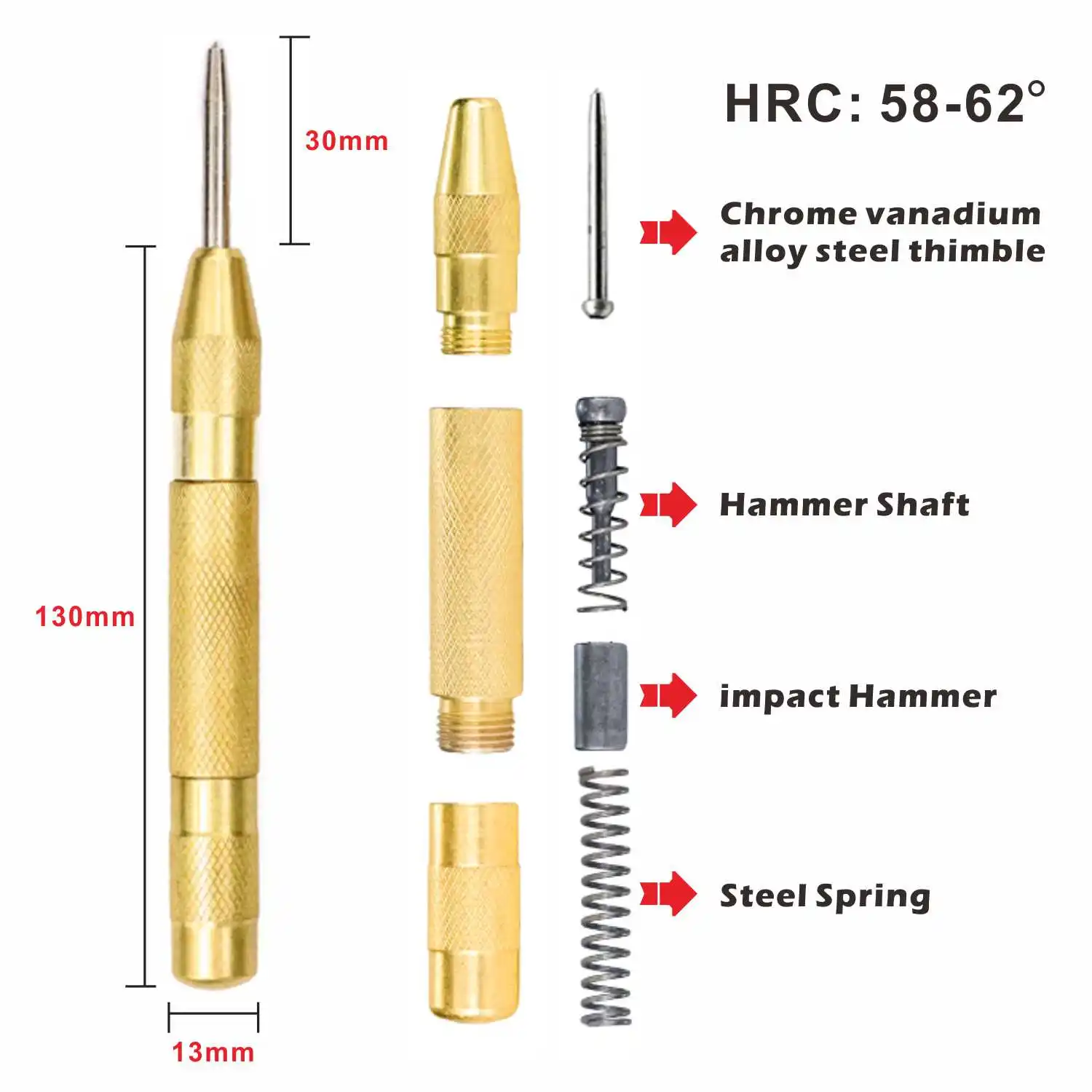 Automatic Center Pin Punch Spring Loaded Marking Starting Holes Tool HSS Wood Press Dent Marker Metal Tool Drill Bit