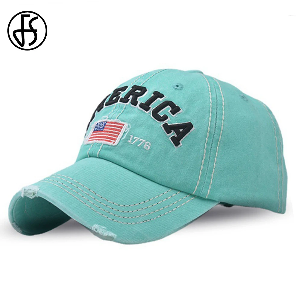 Gorra de béisbol vintage con bandera de Estados Unidos verde de FS Fashion, gorras trucker para mujer y hombre, de algodón, para verano, estilo hip hop, gorra de papá, gorras para mujer