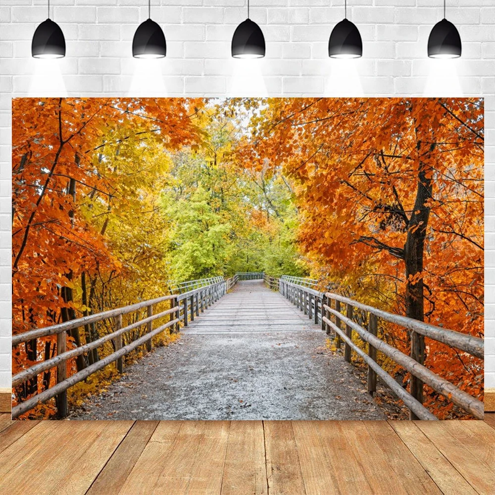 

Autumn Forest Fallen Leaves Scenery Road Landscape Park Garden Backdrop Vinyl Photography Background Photographic Photophone