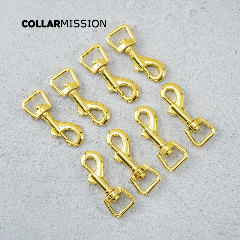 100psc/lot Colorful 15mm metal non-welding hook buckle can be rotated for dog collar dog leash accessories yellow gold  PK15HJ