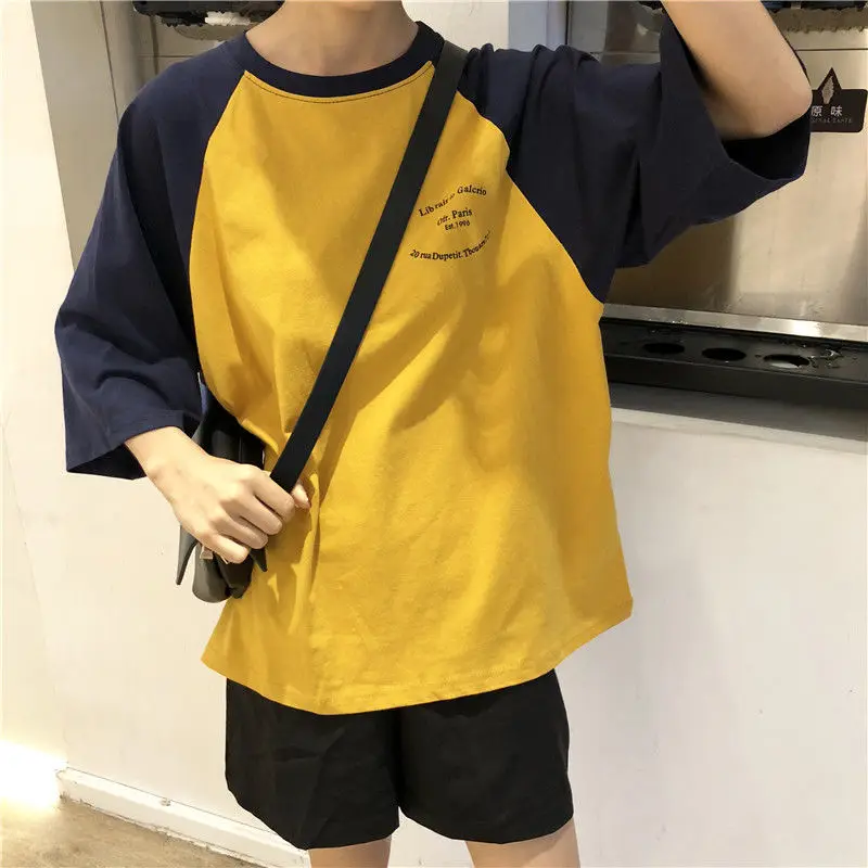 T-shirt Women Short Sleeve Casual Patchwork Loose Oversize O-neck Korean Style Simple Vintage Tees Harajuku Female Clothing New