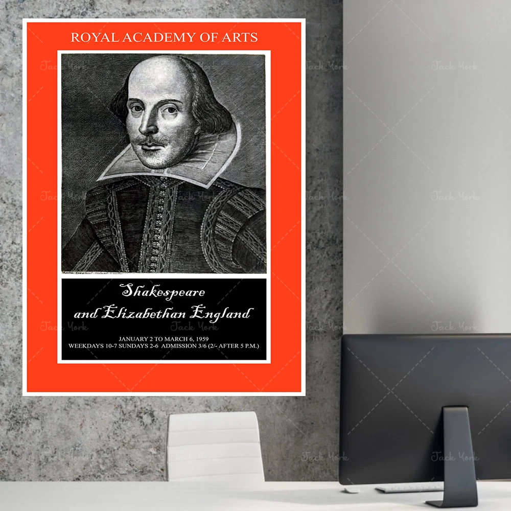 Reprint of a 1959 Vintage Elizabethan Art exhibition Poster featuring Shakespeare