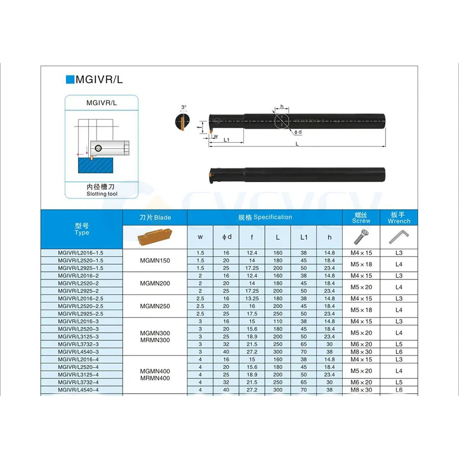 Держатель режущего инструмента для токарного станка MGIVR 2925-2 MGIVL 3125-3 + 10 шт. MRMN для станков с ЧПУ, твердосплавное лезвие
