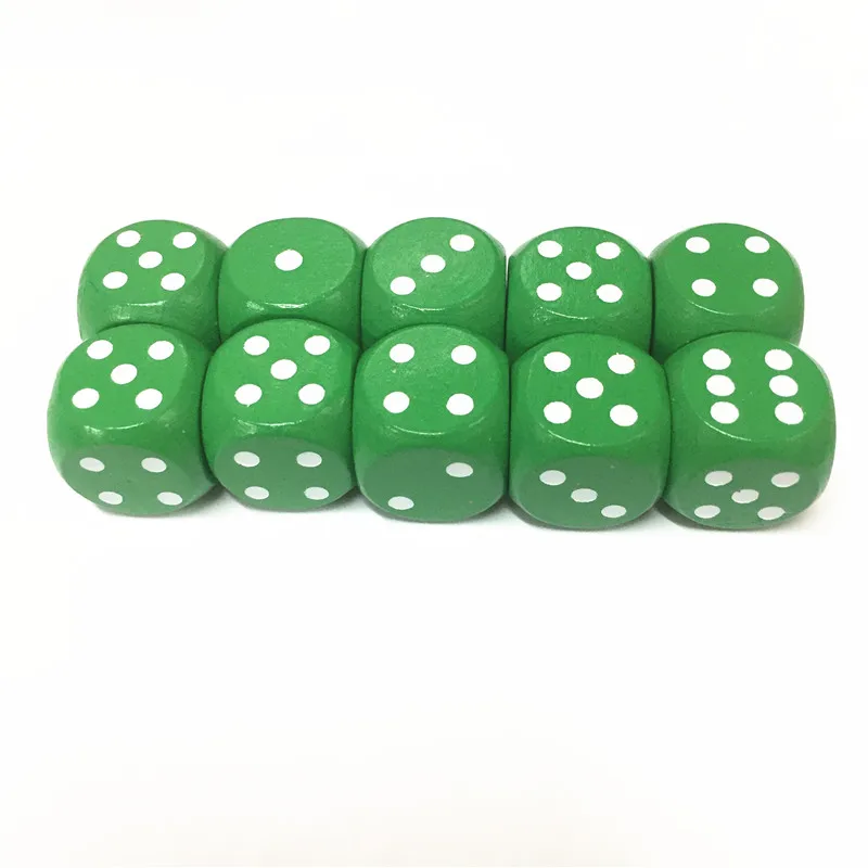 10pcs Wood Dice D6 Sided Dice 16mm Digital number or point Cubes Round Coener For Kid Toys Board Games