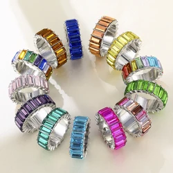 VG 6YM 2021 Chất Lượng Cao Cầu Vòng Rainbow Khối Nhẫn Đính Hôn Nữ Vĩnh Cửu Màu Nhẫn Nữ Trang Sức Phụ Kiện Bán Buôn