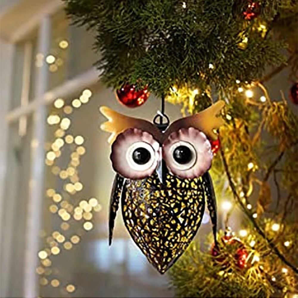 

Iron Owl Hollow Hanging Lamp Solar LED Lamp Owl Lawn Lamp Garden Lights Security Home Waterproof Garden Decor Landscape Lighting