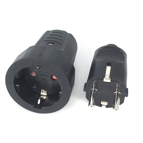 European 16A Grounded Industry Assemble Wiring Plug Germany Russia Power Cable Connector Female Male EU Schuko Power Socket Plug