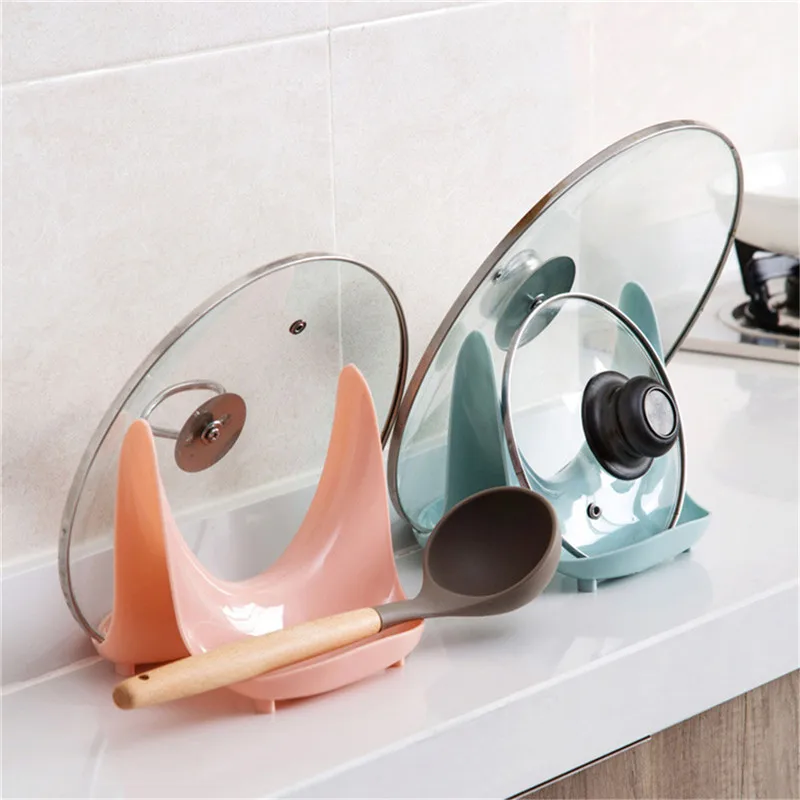 Kitchen Utensil Pot Holders Pan Cover Holder Multifunction Organizer Rack Spoon Rest Pot Pan Lid Rack Stand Kitchen Holder Tool