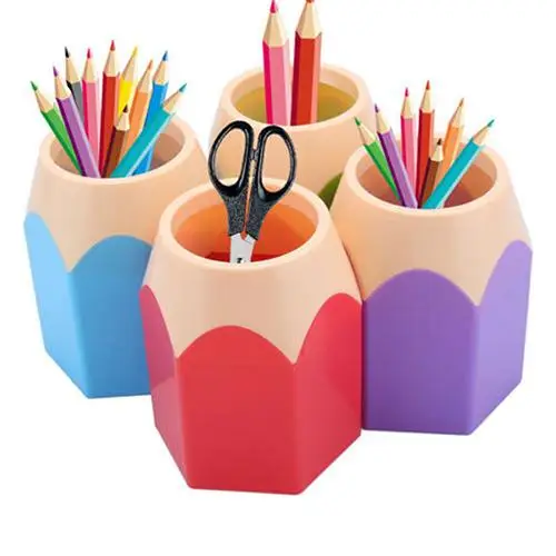 Pencil Shaped Make Up Brush Pen Holder Pot Office Stationery Storage Organizer School Supplies for kids Pens Holder DropShipping