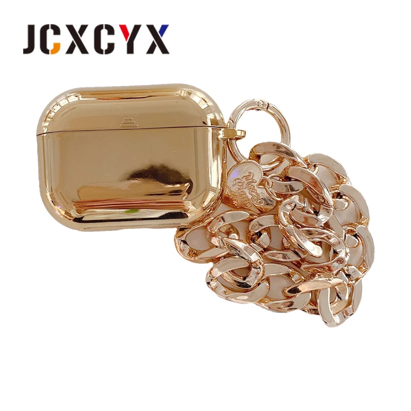 الذهب تصفيح اللؤلؤ عملة سوار سلسلة المفاتيح سماعة بلوتوث لاسلكية لينة الحال بالنسبة أبل AirPods 1 2 غطاء ل airpods برو