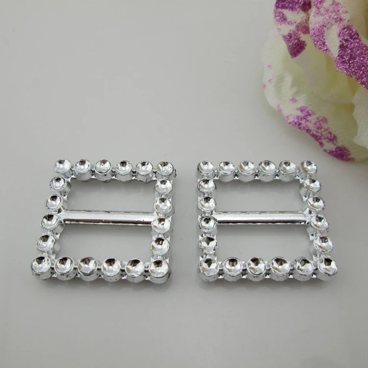 10pcs Square Rhinestone Plastic Buckle For Craft 17mm