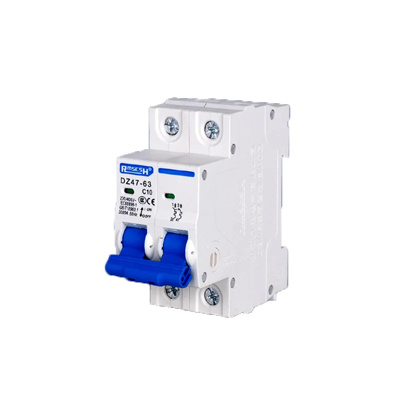 Din Rail Mount Breaking Capacity DZ47 1-4 Pole 3A/6A/10A/16A/20A/32A/40A/50A/63A 400V C Type Mini Circuit Breaker MCB 35mm