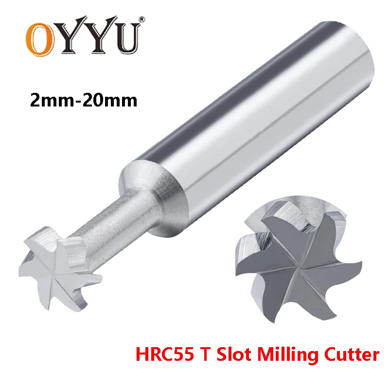 

OYYU T Slot Milling Cutter Tungsten steel CNC T-type End Mills Carbide for Aluminum Steel Stainless Steel 3mm 4mm 6mm 8mm 20mm