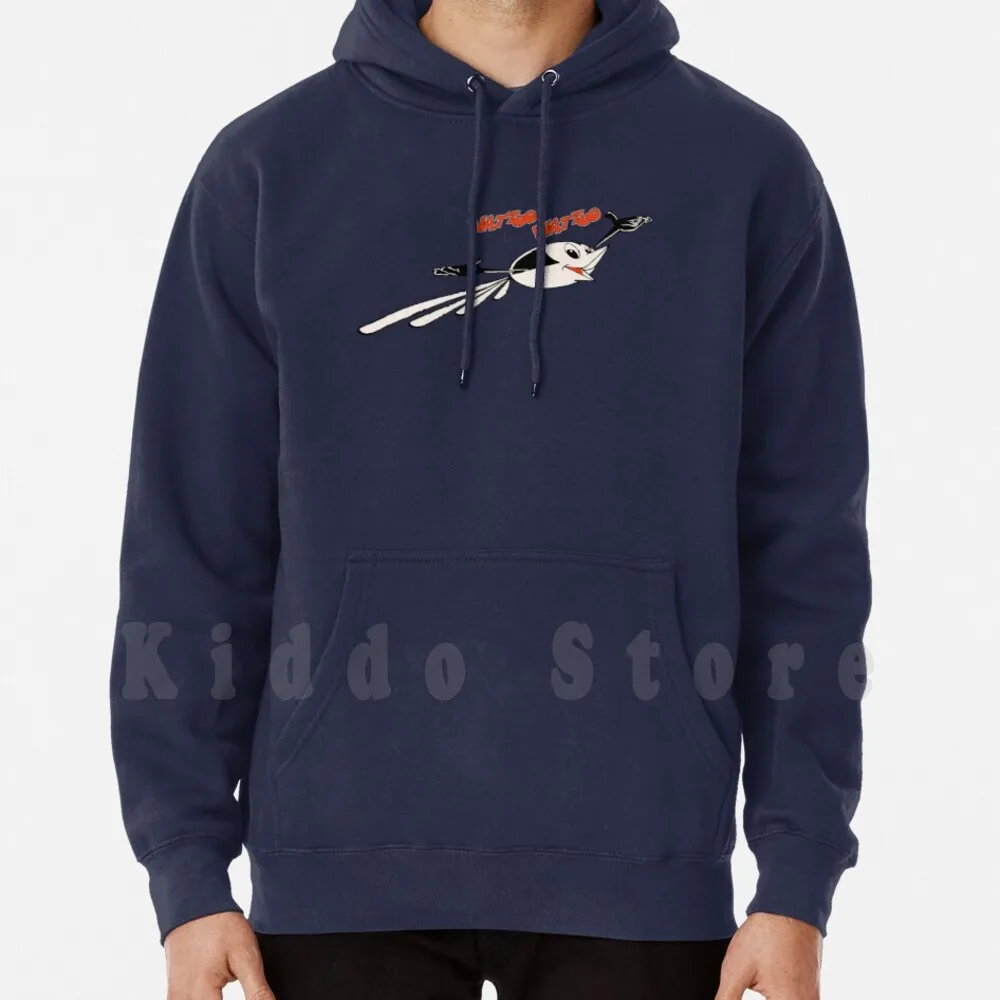 Wattoo Wattoo Super Bird Hoodies Long Sleeve Super Bird Nostalgia Flying Cute Birdy Fly Old Cartoo Vintage Black