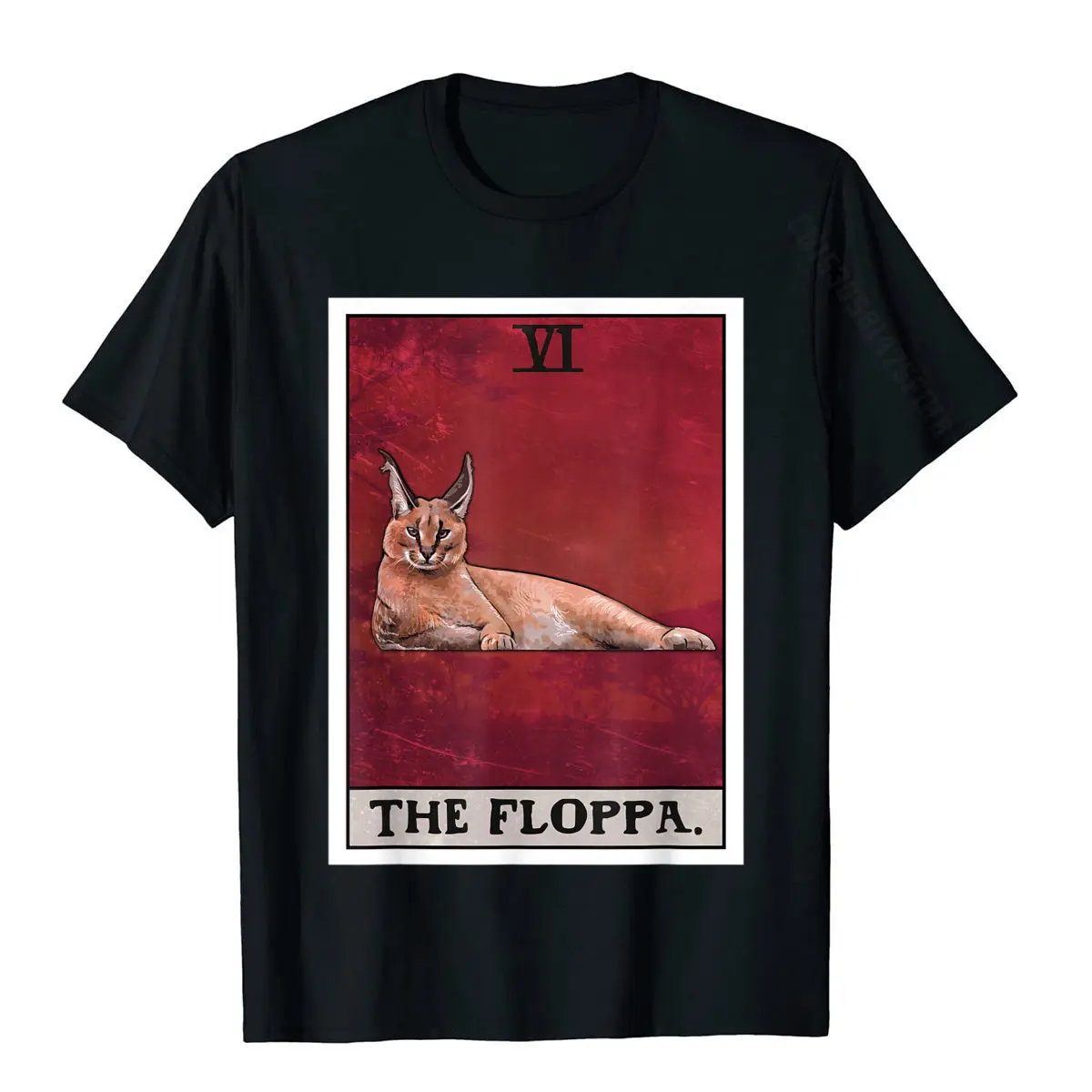 The Floppa Caracal Cat Tarot Card Funny Meme T-Shirt Cotton Tops Shirt Comfortable Popular Fashionable T Shirt