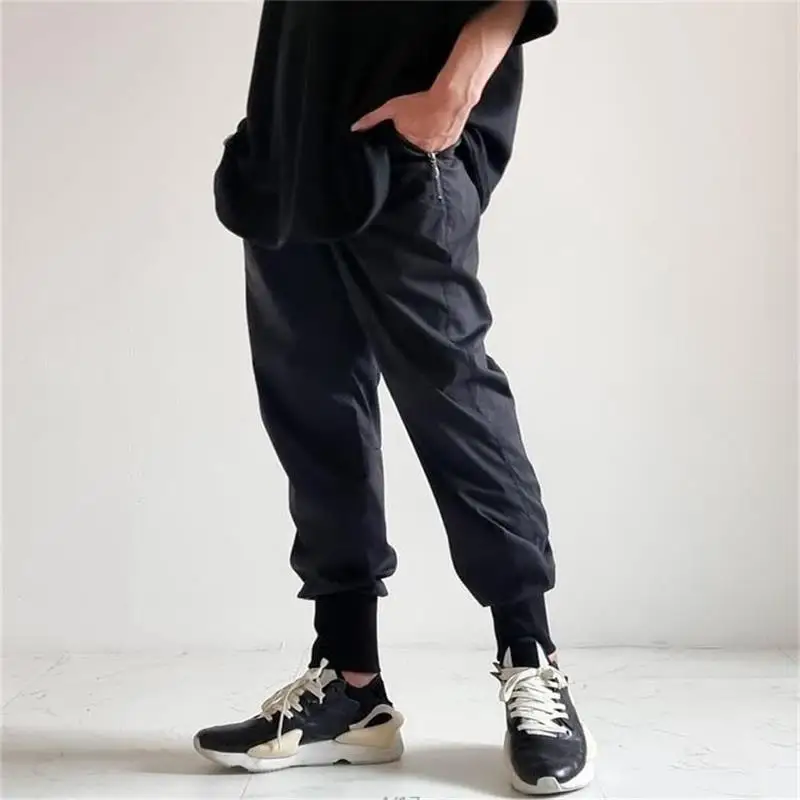 

Men's Small Foot Bunched Foot Harlan Pants Mid-Waist Classic Dark Casual Fashion Korean Version Loose Large Size Harlan Pants