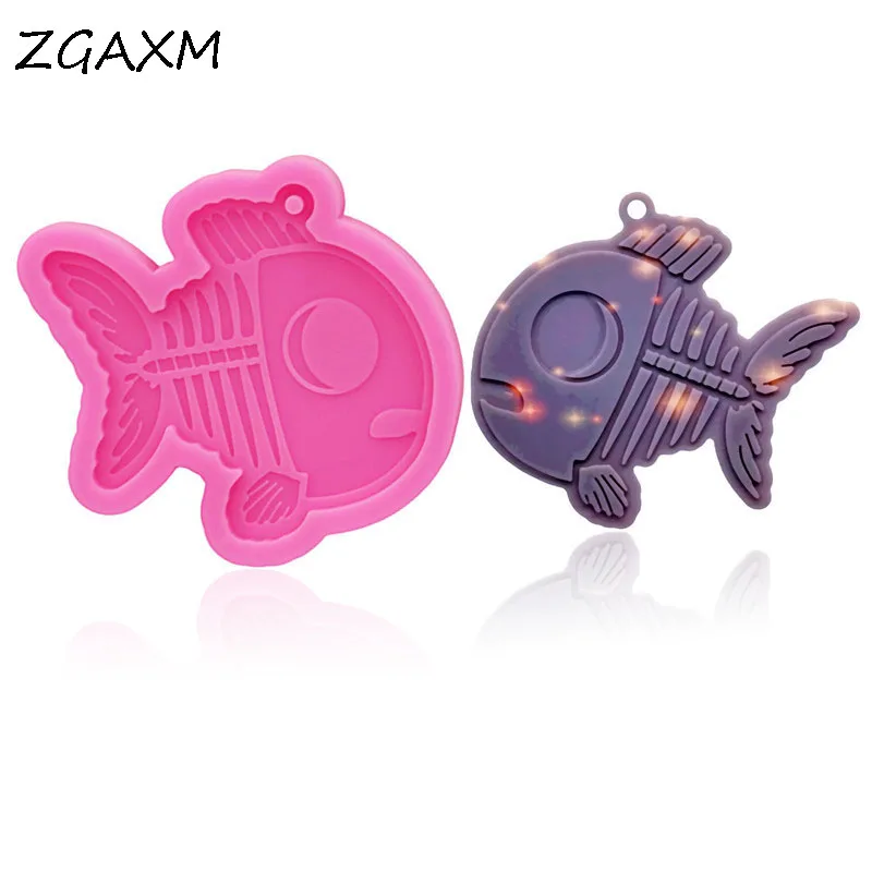 

LM146 Fish bone earring pendant key chain silicone mold Shiny epoxy resin silicone molds DIY handmade chocolate cake baking tool