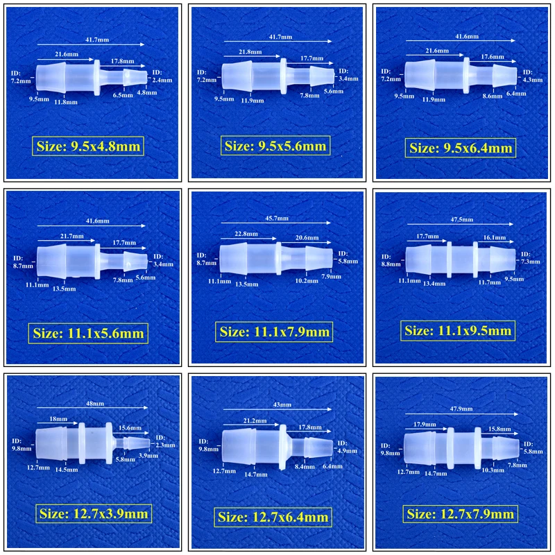 5 ~ 200 sztuk 9.5 ~ 12.7mm do 3.9 ~ 9.5mm PP Pagoda zmniejszenie bezpośrednie złącza rura nawadniająca wąż stawy zbiornik akwarium pompa powietrza