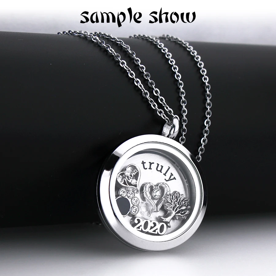 1p 30mm Chains Necklace Pendant Charms Stainless Steel Diy Jewelry Necklace For Women Gift Glass Floating Twist Sliver Locket