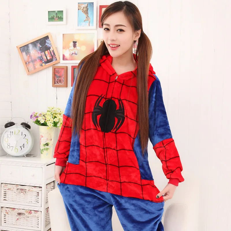 Family Halloween Cosplay Costume Animal Spider Red Pajamas Winter Warm Cartoon Sleepwear Matching Outfits Mother Kids Onesie