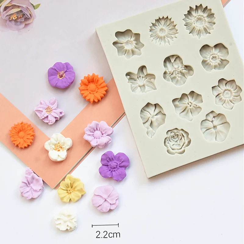 Cartoon Flower Silicone Fondant Cake Mold Cupcake Jelly Candy Chocolate Decoration For Baking Tool Moulds Resin Kitchenware