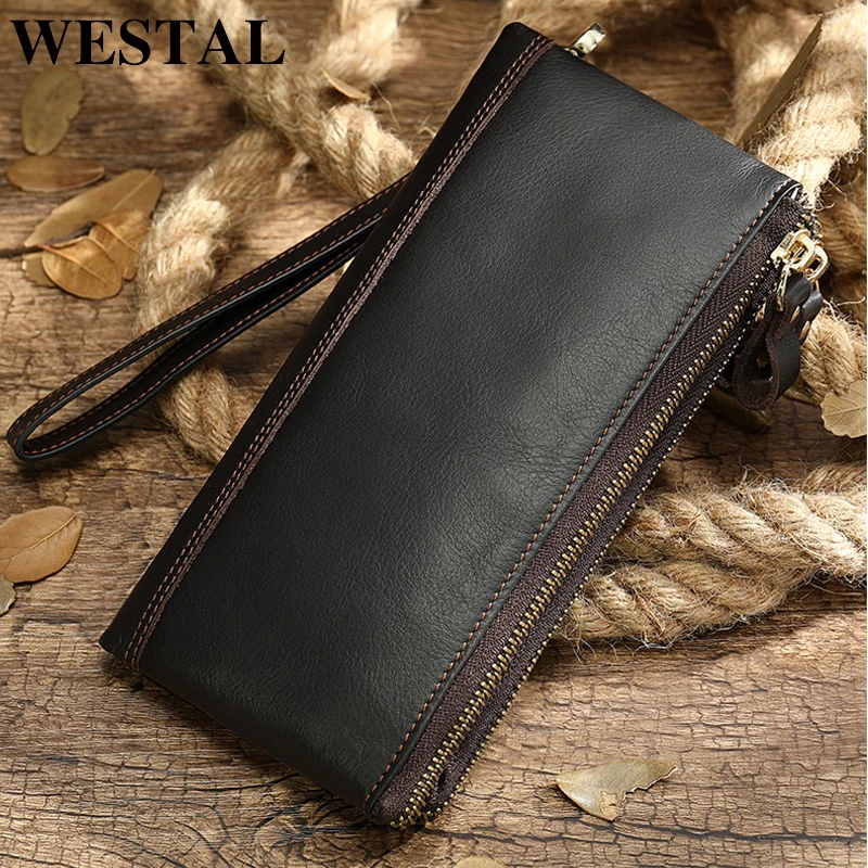 

WESTAL Men's Wallet Genuine Leather Purse For Men's Clutch/Wallet Male Purse Card Holder Casual Money Clutch Bag For Men 9031