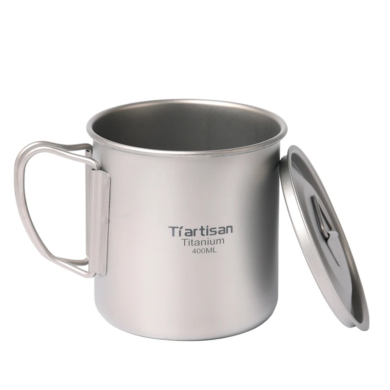 

Tiartisan Kitchen 300-400ml Mug Titanium Coffee Mug Handgrip Titanium Cup Outdoor Drinkware Ultralight Metal Single Wall Mug