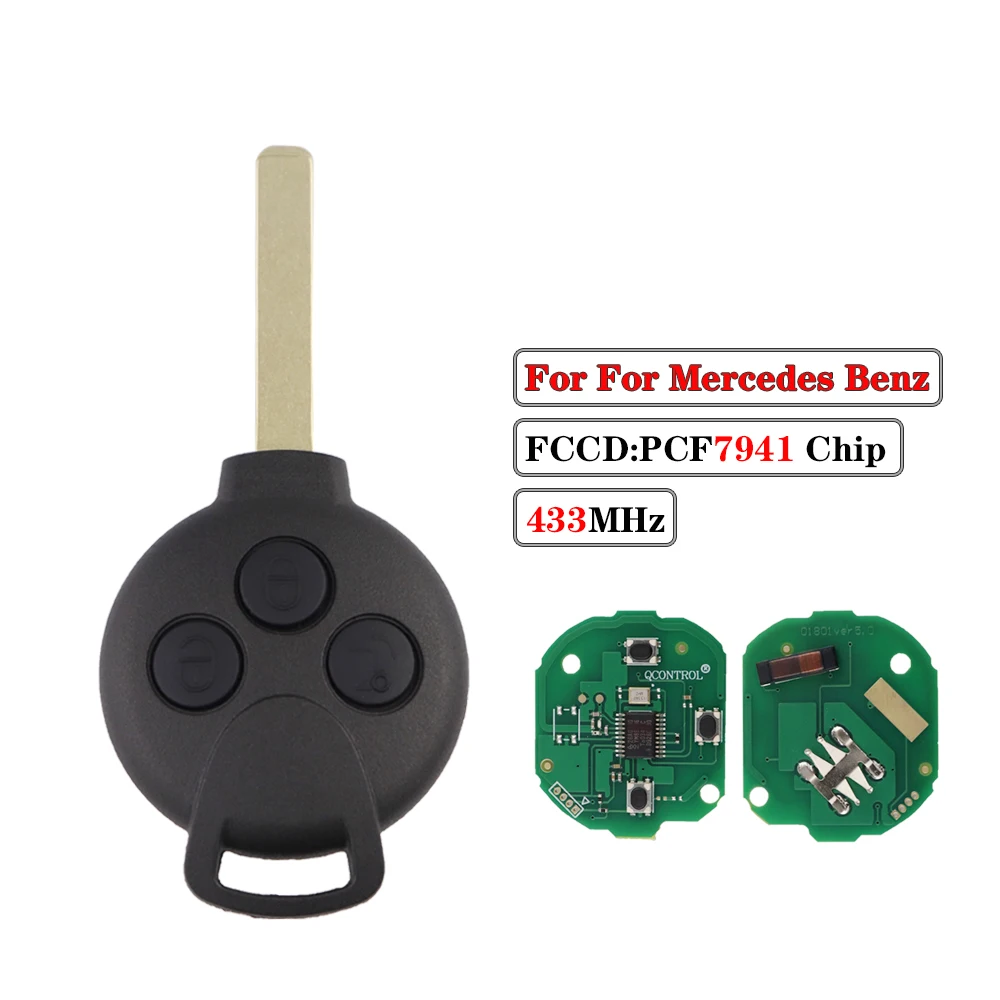 YIQIXIN 3 Tasten Smart Key Für Mercedes-Benz Smart Fortwo 451 2007-2013 433Mhz 7941 chip Keyless Entry Transmitter