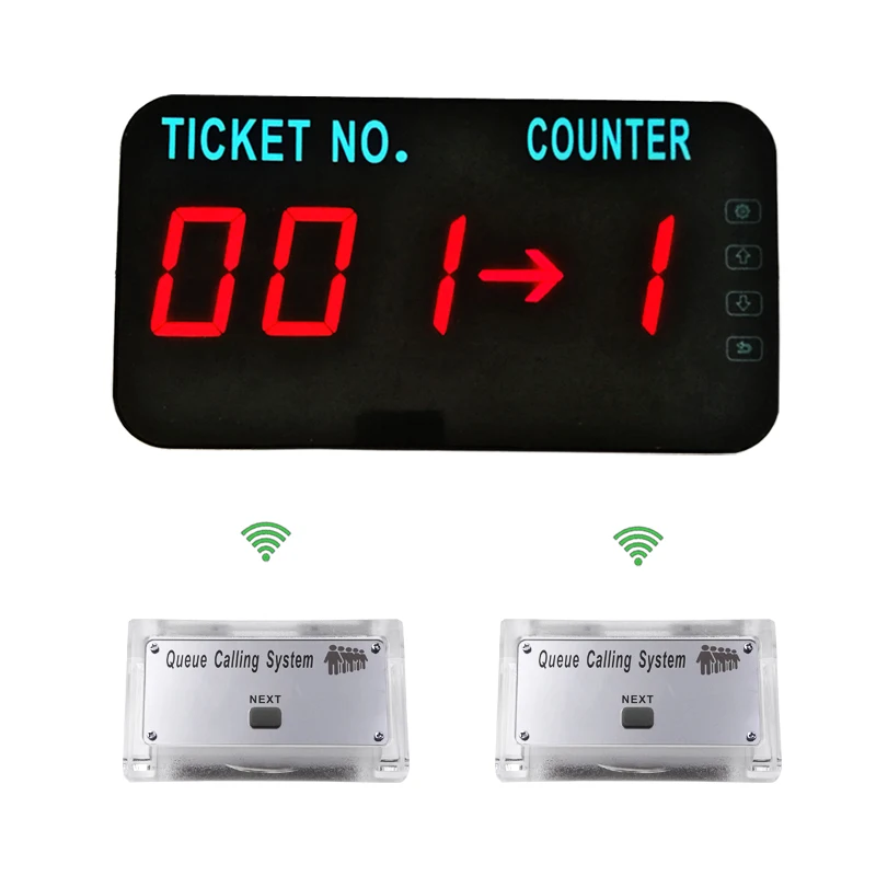 Number Calling System Wireless Queue Call System LED Display Show Tickets Number & Counter Number (2 buttons +1 display )