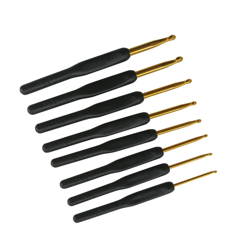 8pcs Gold aluminum Hooks and knitting accessories Set of knitting needles Crochet hooks so weave crochet needle kit weave tools