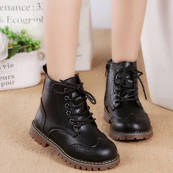 Winter Kids Boots Girl Leather Shoes Solid  Fashion Children Ankle Boots Non-slip  Boat Warm  Boys Girls shoes Kid Sneaker