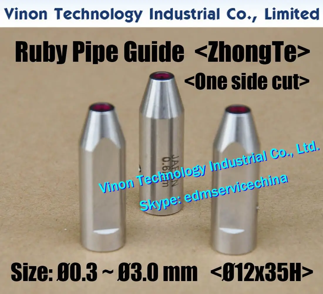 ZhongTe Ruby Guide Ø0.3-Ø3.0mm (D12x35H One Side Cut) ZZ140 Stainless Steel Case+Ruby Insert for Small Hole EDM Machine ZhongTek