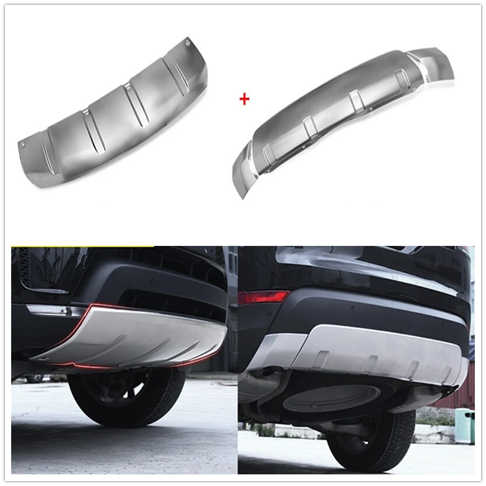 

Front Spoiler+Rear Bumper Diffsuer Guard Skid Plate For Land Rover Discovery 5 2017-2023 Silver Lower Trailer Tow Hook Cover Lip